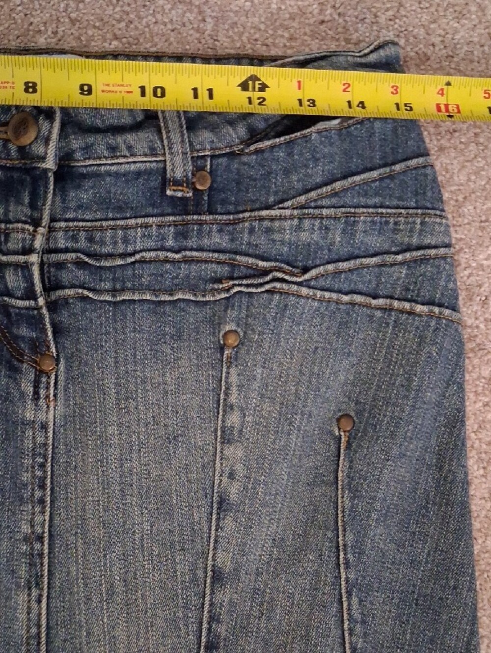 Bisou Bisou VTG Y2K Distressed Blue Denim WashSkirt. Boho ALine Mermaid Maxi 12 - Picture 11 of 13